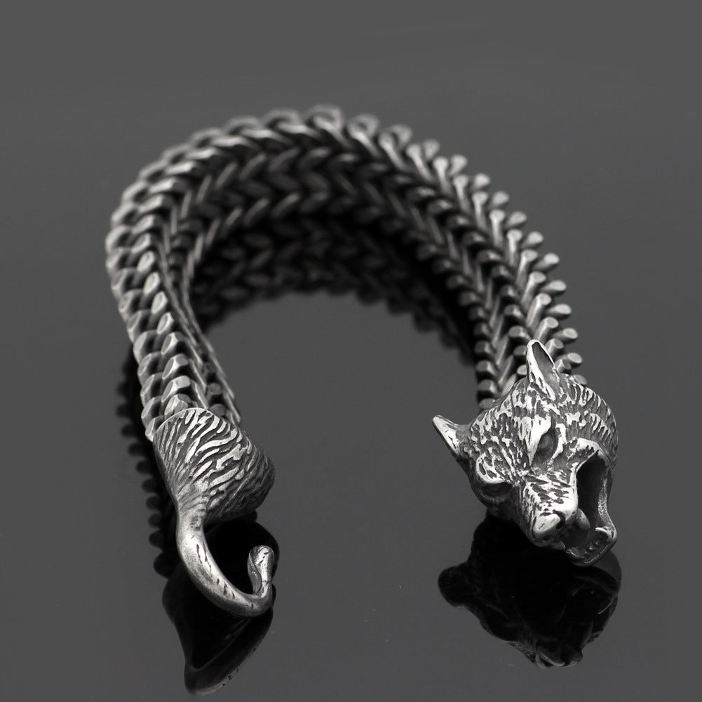 Bracelet Tête de Loup – Symbole de Force et de Leadership