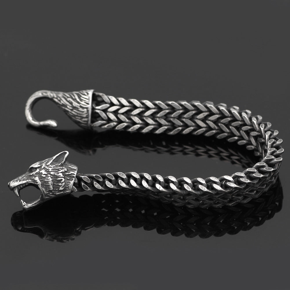 Bracelet Tête de Loup – Symbole de Force et de Leadership